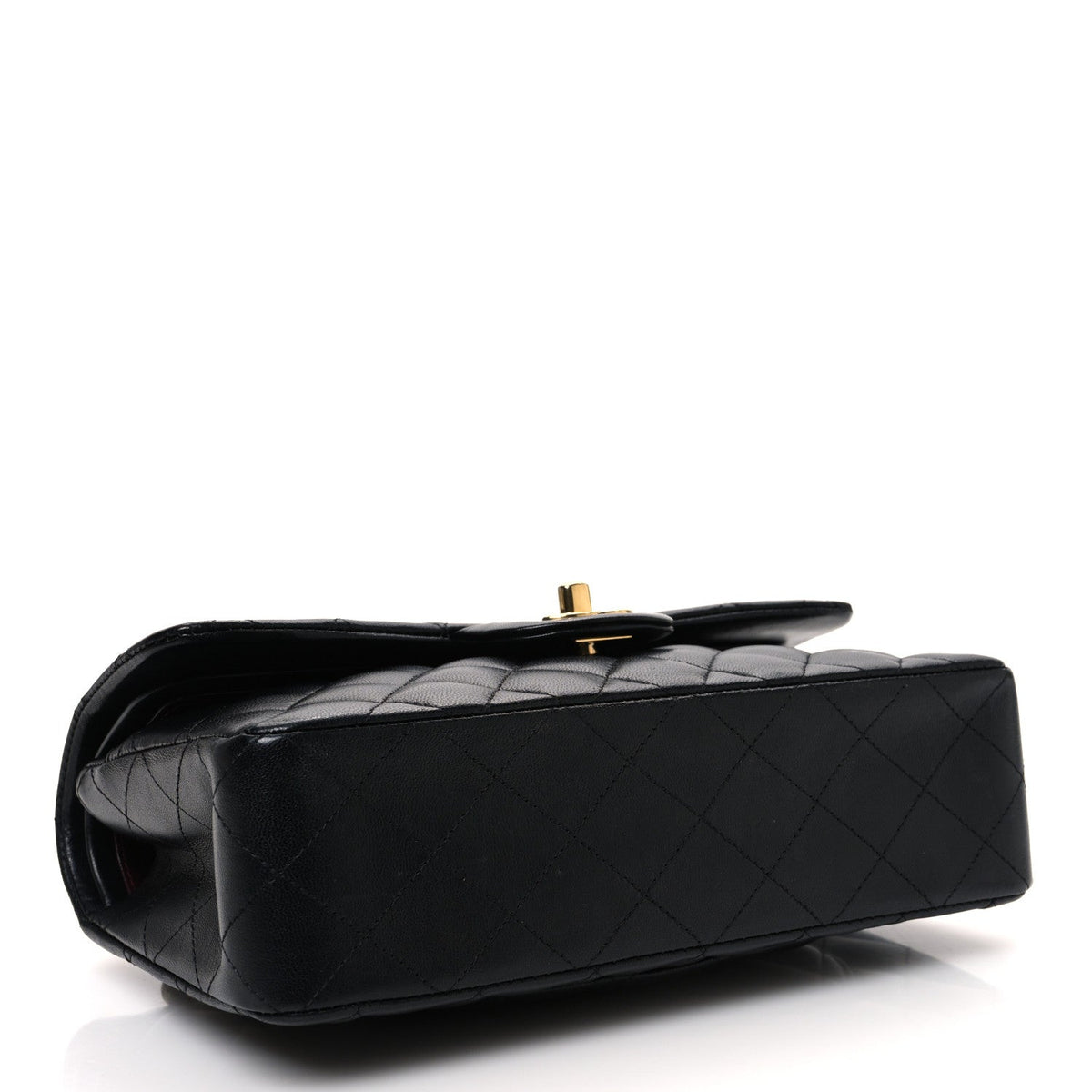 Lambskin Quilted Small Double Flap Black