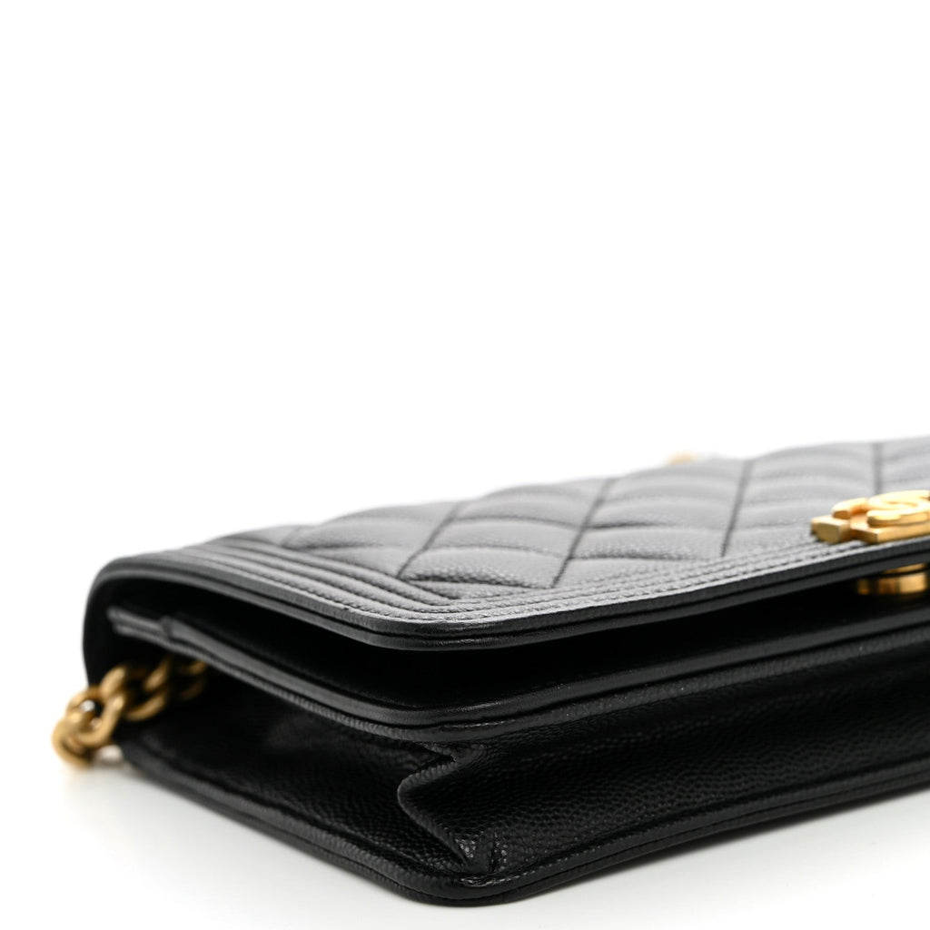 Caviar Quilted Boy Wallet On Chain WOC Black