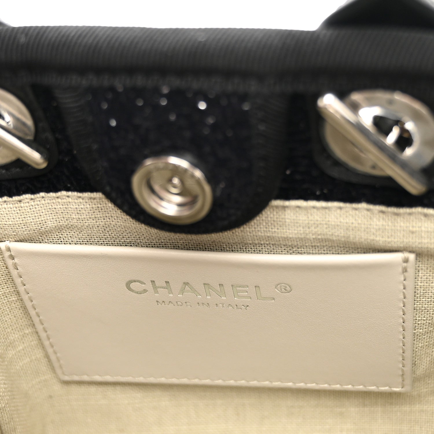 Lurex Canvas Mini Deauville Tote Black