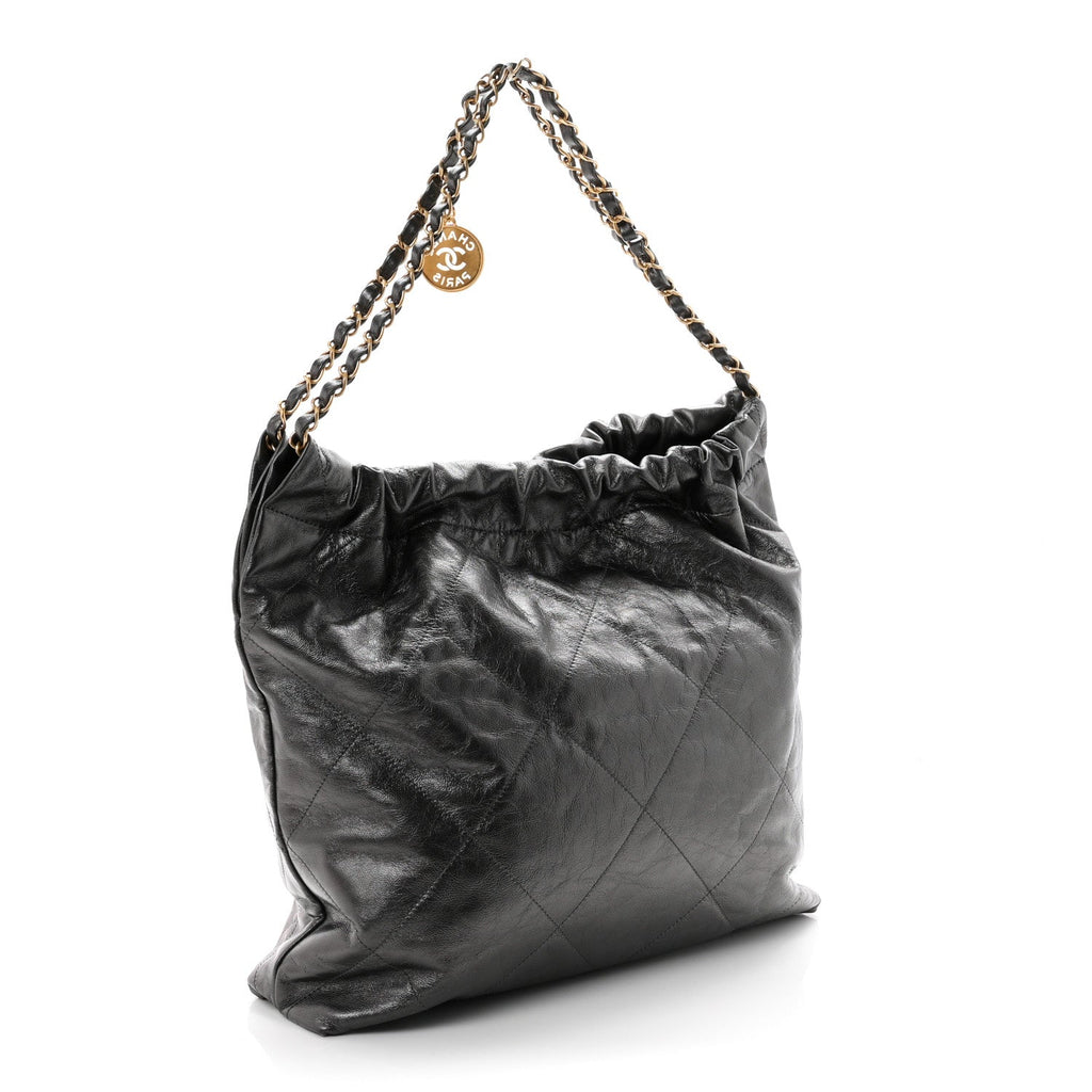 Metallic Calfskin Quilted Chanel 22 Ruthenium
