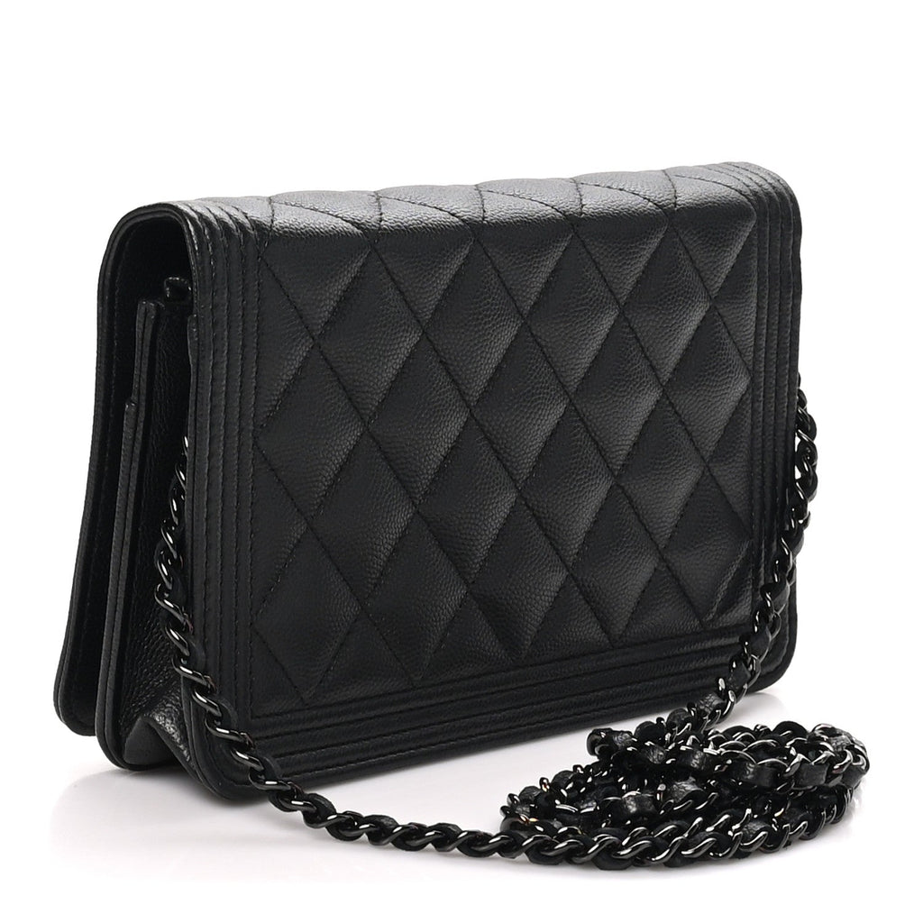 Caviar Quilted Boy Wallet On Chain WOC So Black