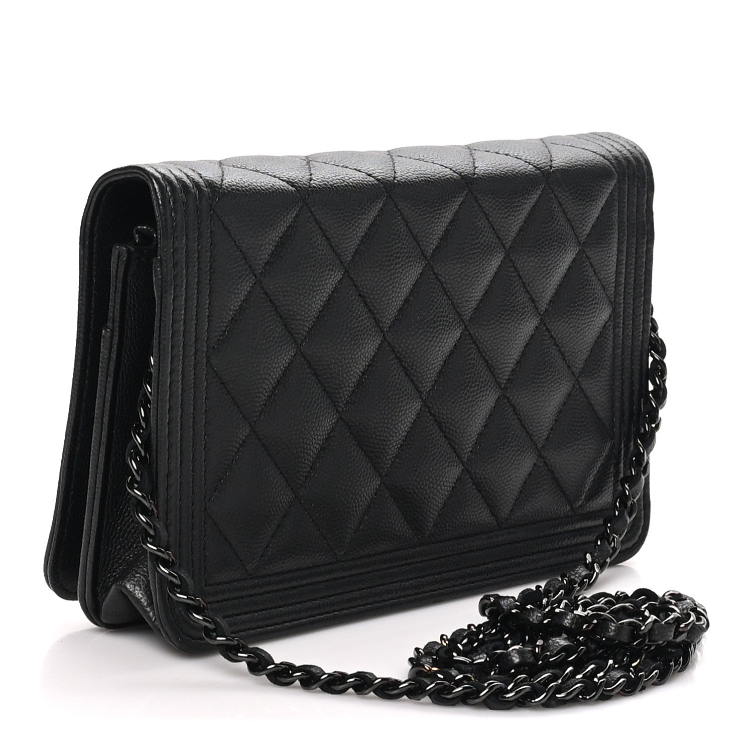Caviar Quilted Boy Wallet On Chain WOC So Black