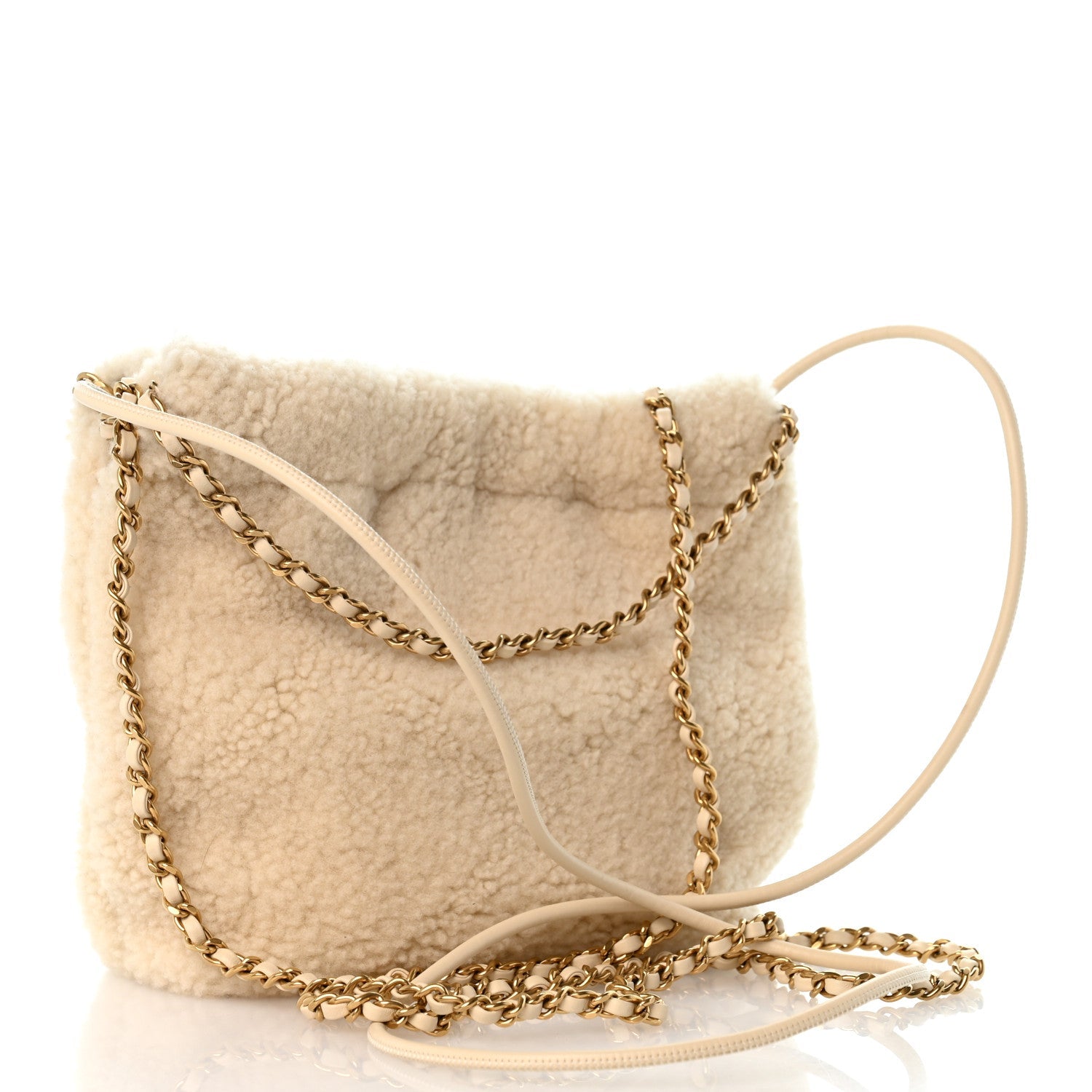 Shearling Quilted Mini Chanel 22 Ecru