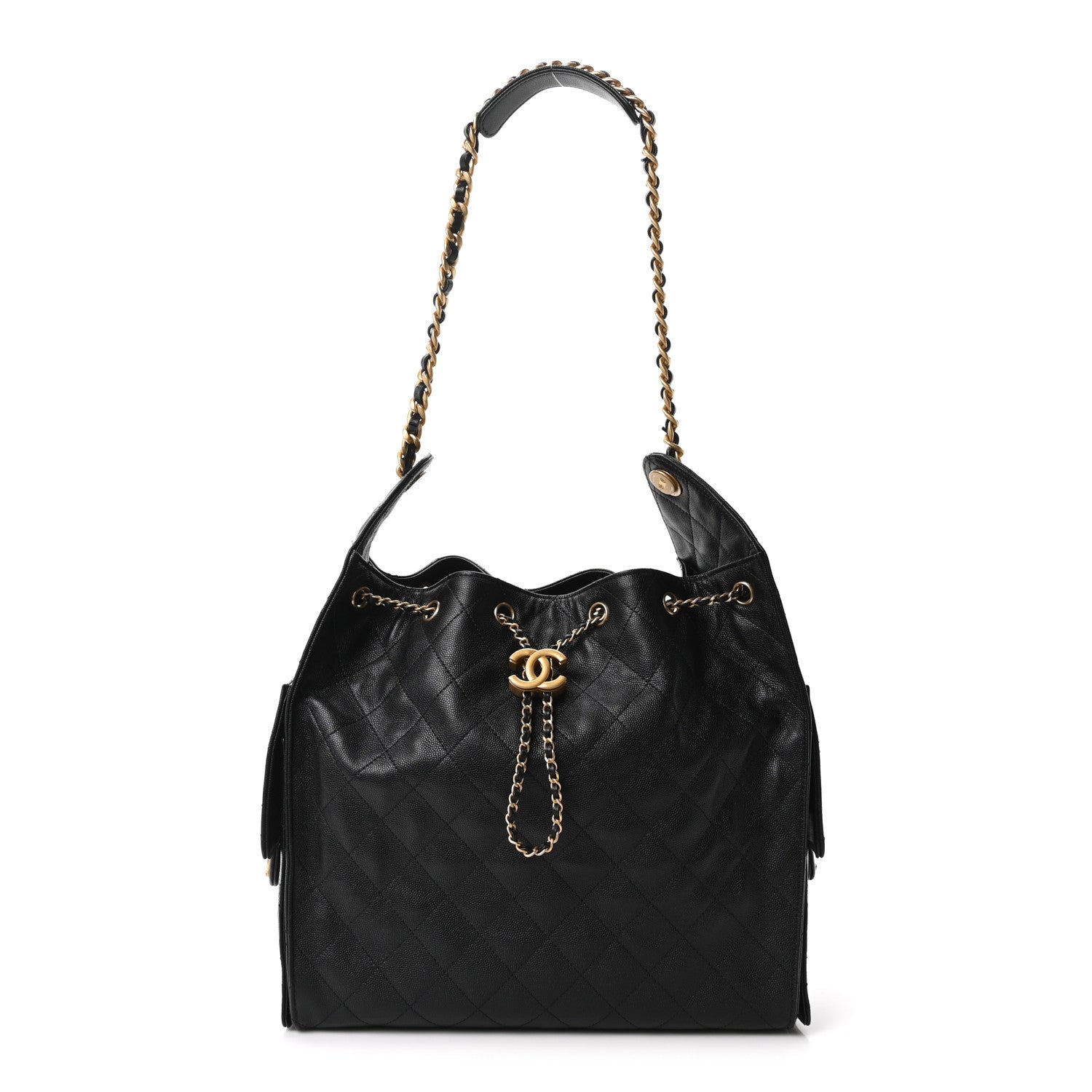 Caviar Quilted Medium Chanel 25 Handbag Black