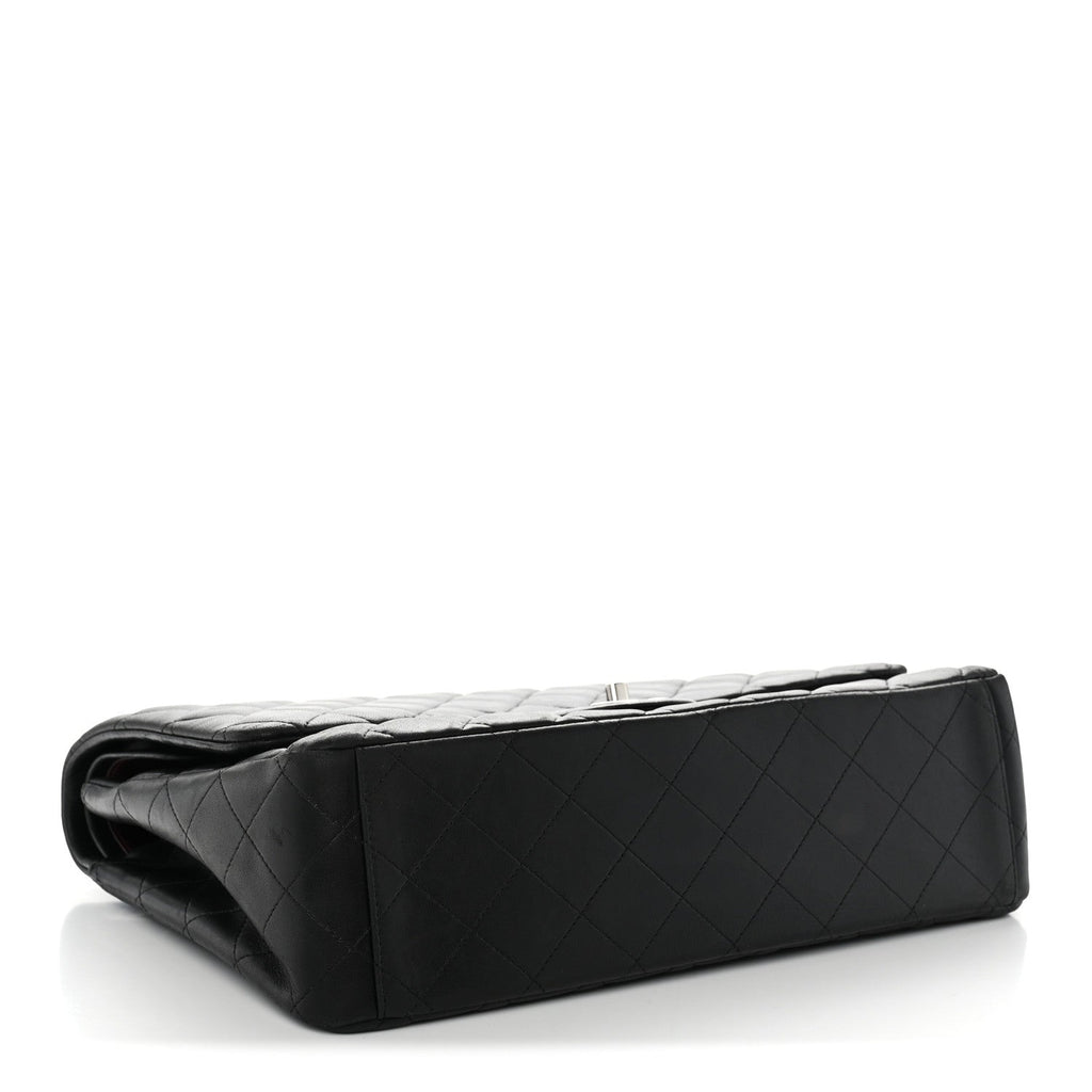Lambskin Quilted Maxi Double Flap Black