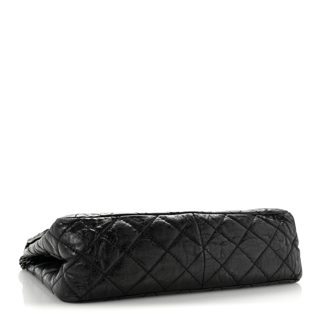 Metallic Aged Calfskin Quilted 2.55 Reissue 227 Flap So Black
