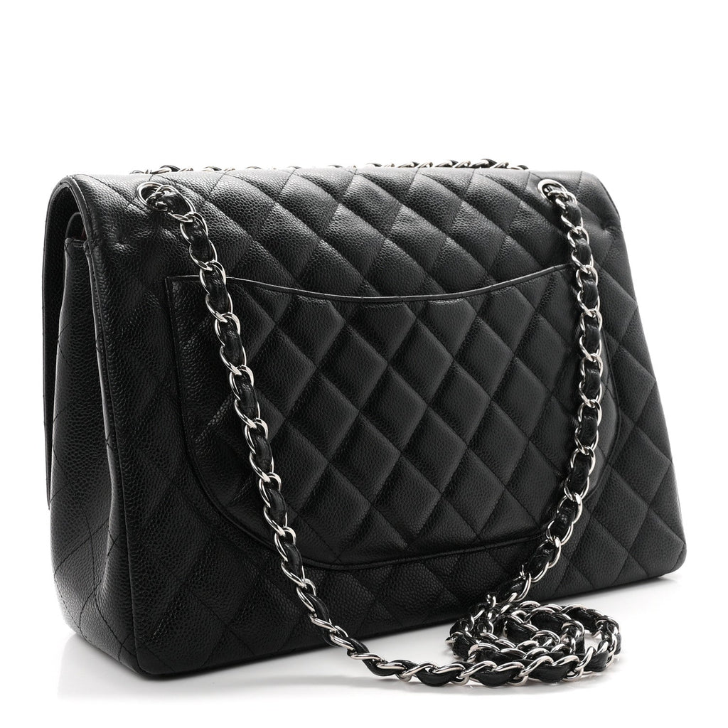 Caviar Quilted Maxi Double Flap Black