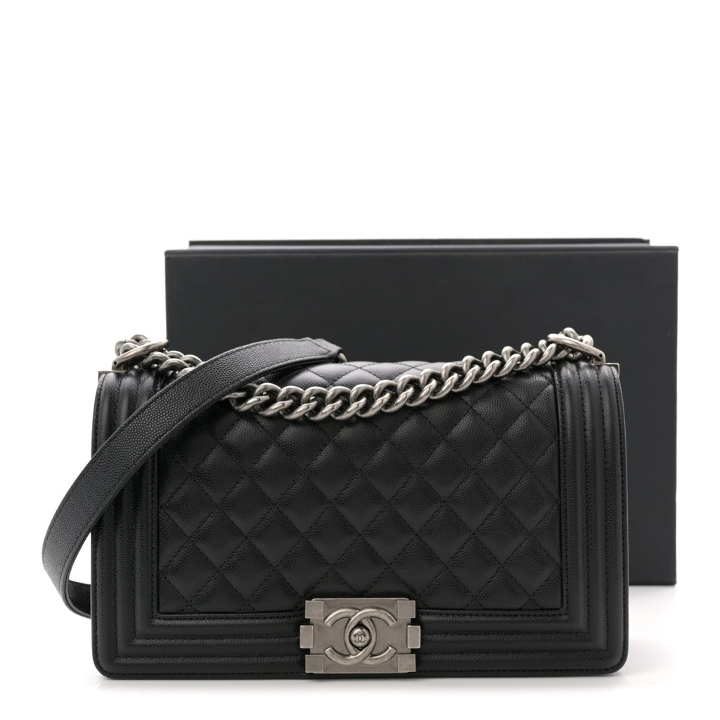 Caviar Quilted Medium Boy Flap Black