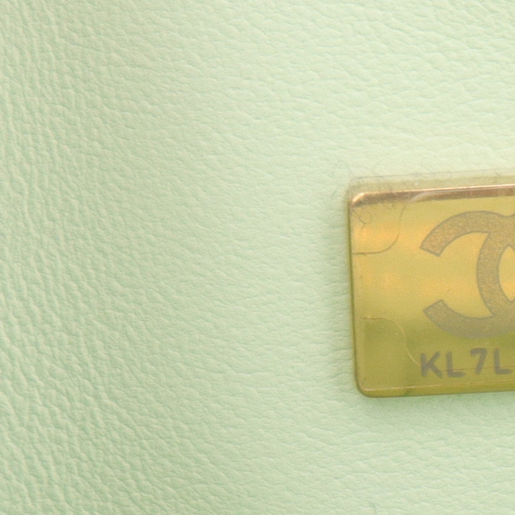 Caviar Quilted Small Double Flap Light Green