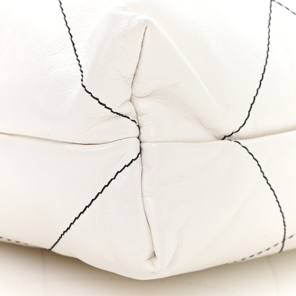 Shiny Calfskin Quilted Chanel 22 White Black