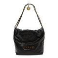 Shiny Calfskin Quilted Small Chanel 22 Dark Brown