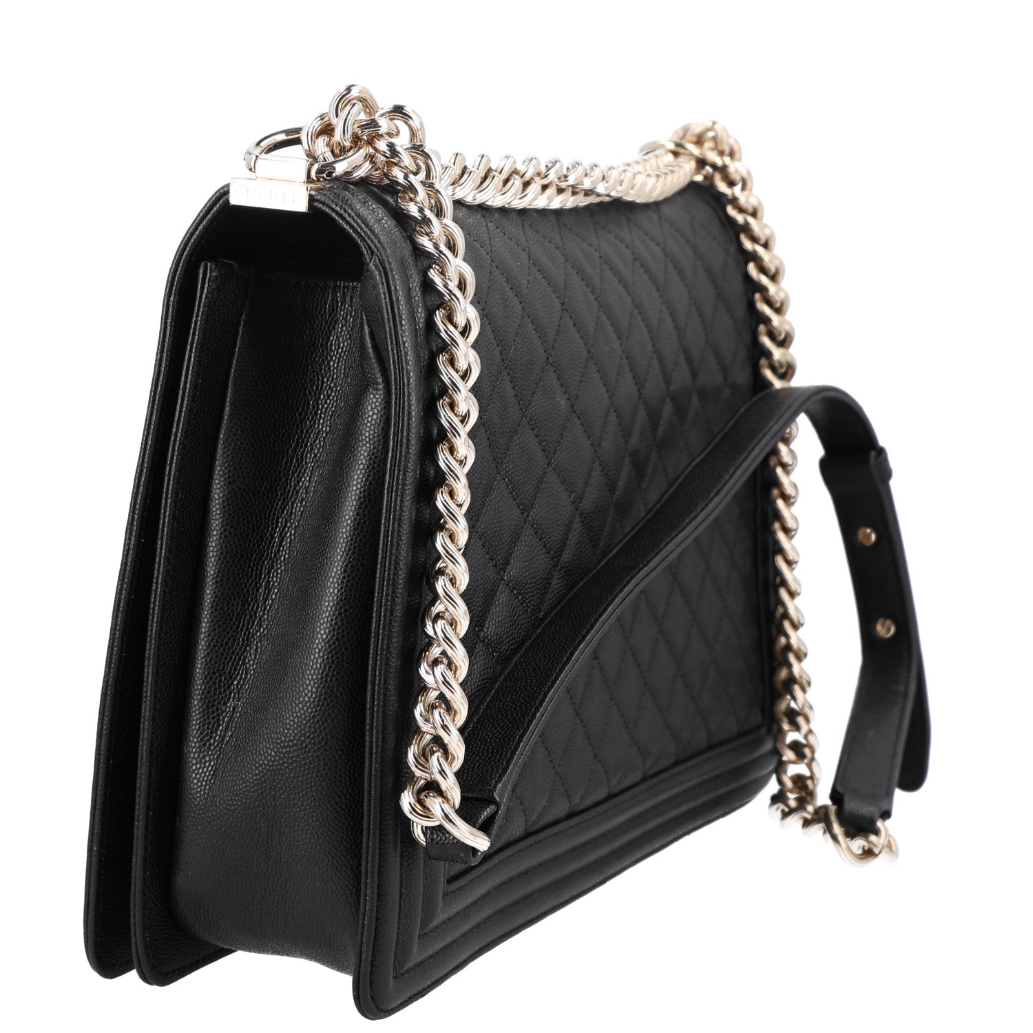 Caviar Quilted Large Boy Flap Black