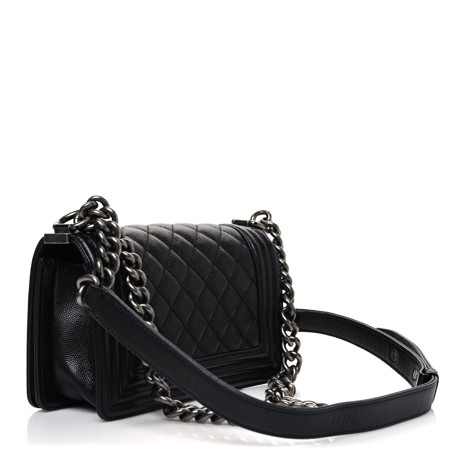 Caviar Quilted Small Boy Flap Black