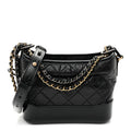 Aged Calfskin Quilted Small Gabrielle Hobo Black