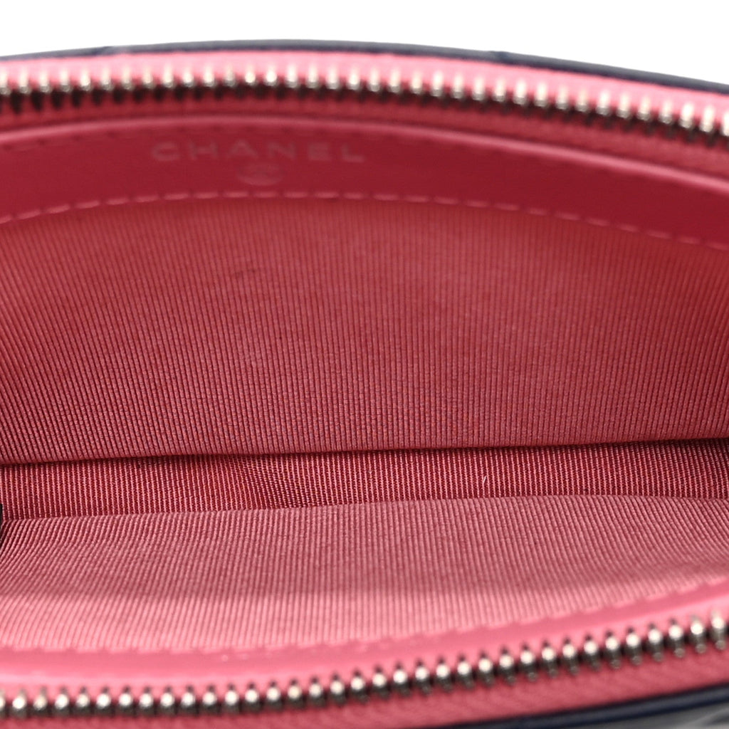 Aged Calfskin Chevron Quilted Small Gabrielle Clutch With Chain  Navy Black Pink