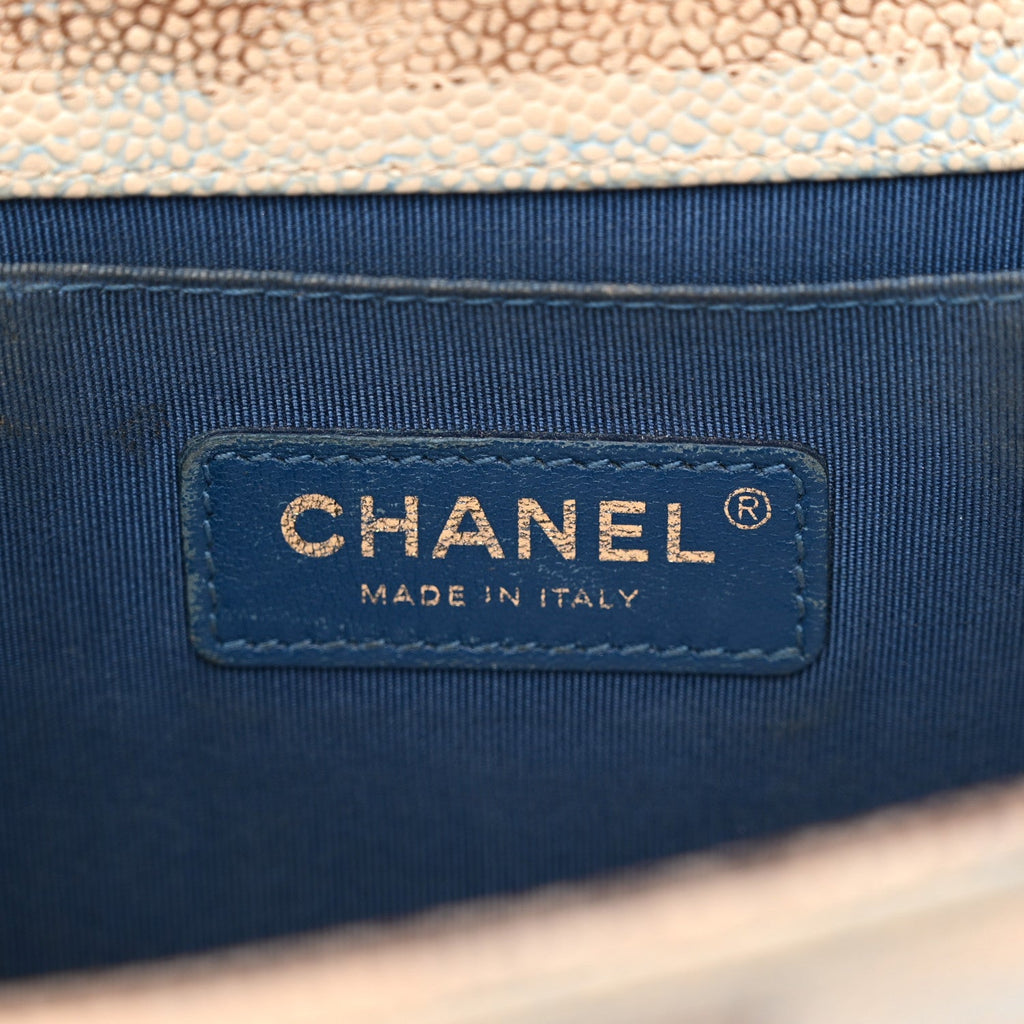 Painted Caviar Quilted Medium Boy In Cuba Flap Blue