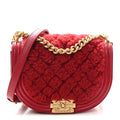 Calfskin Shearling Quilted Small Boy Messenger Bag Red