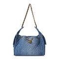 Washed Denim Quilted Small Chanel 25 Handbag Blue