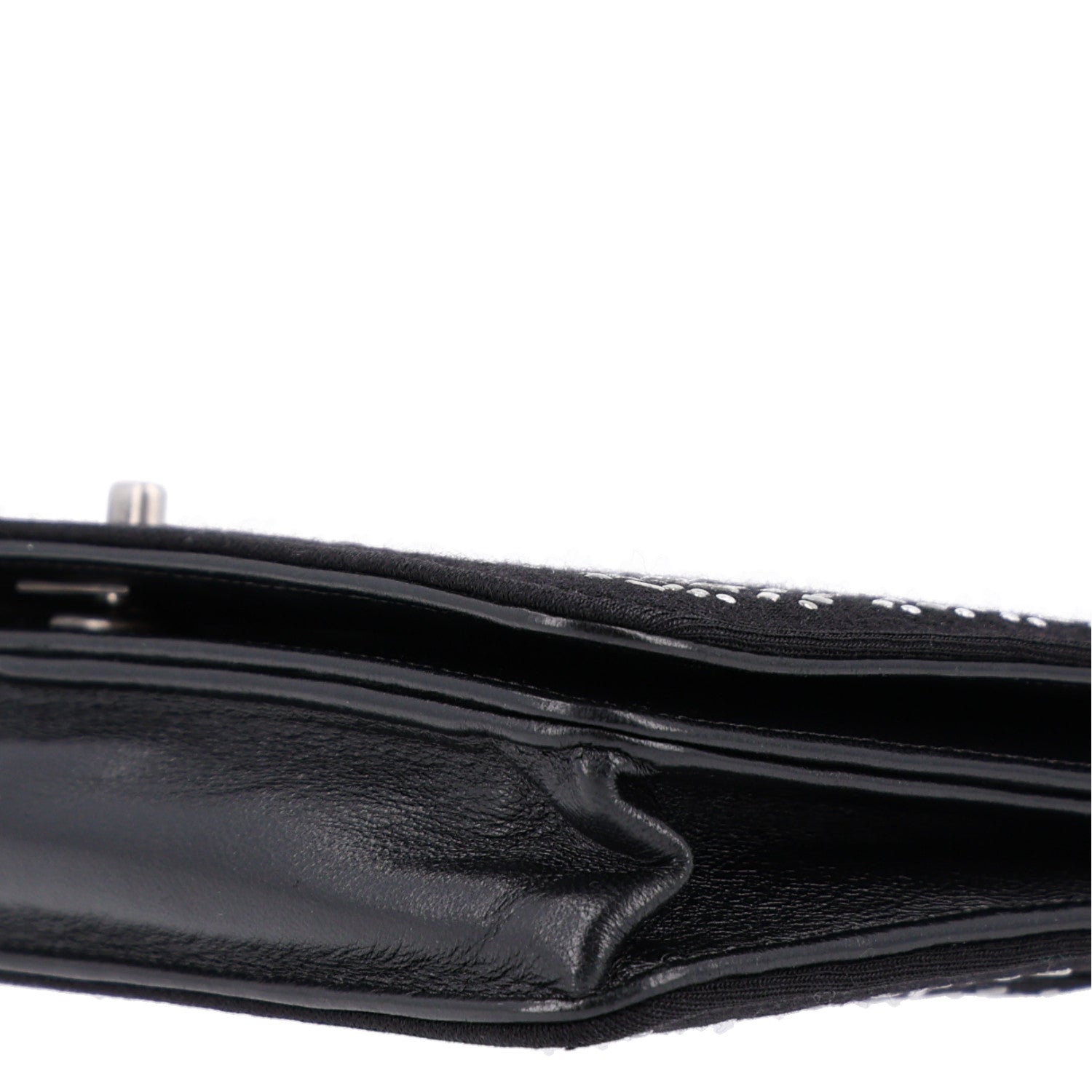 Lambskin Embellished Quilted Wallet On Chain WOC Black