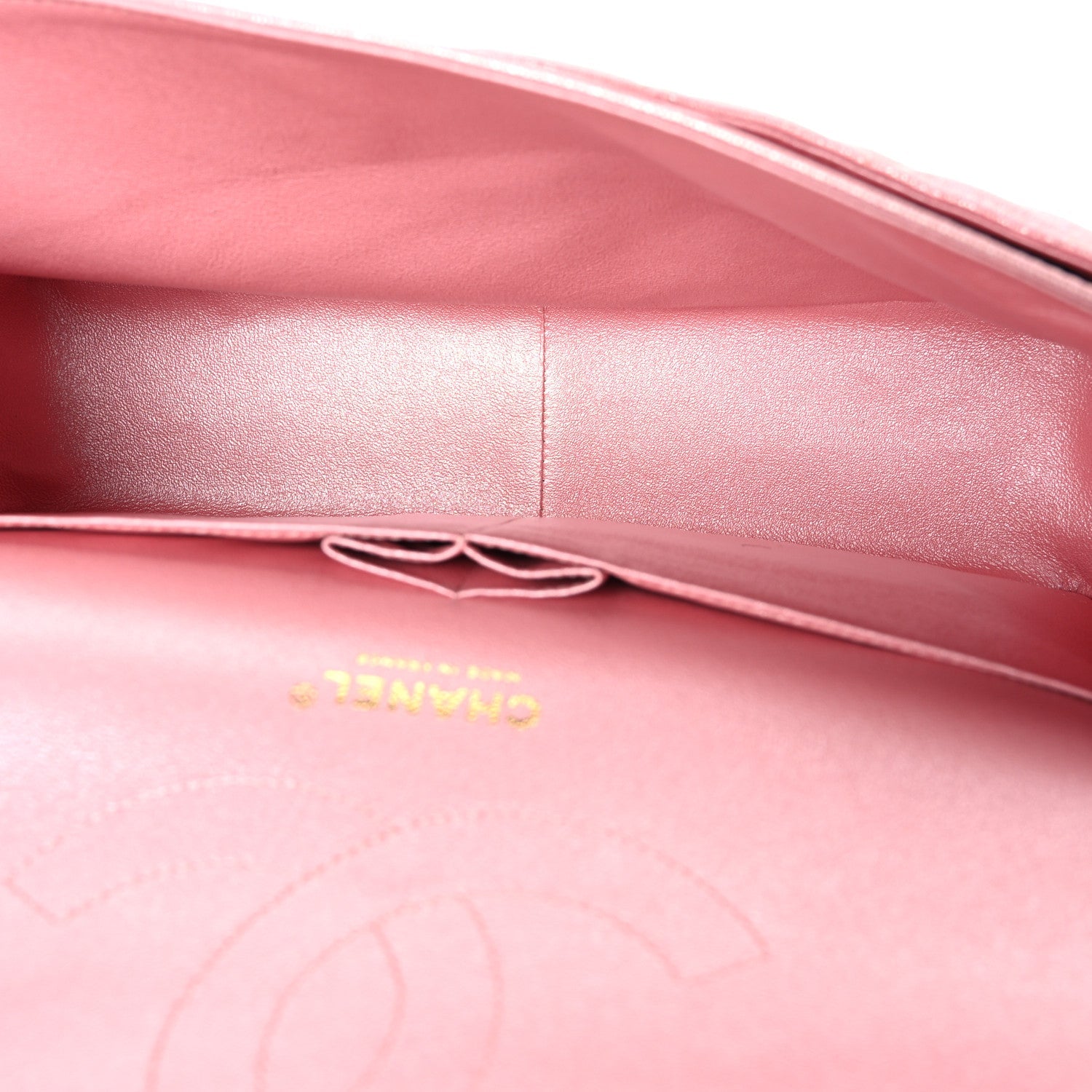 Iridescent Caviar Quilted Jumbo Double Flap Rose Pink