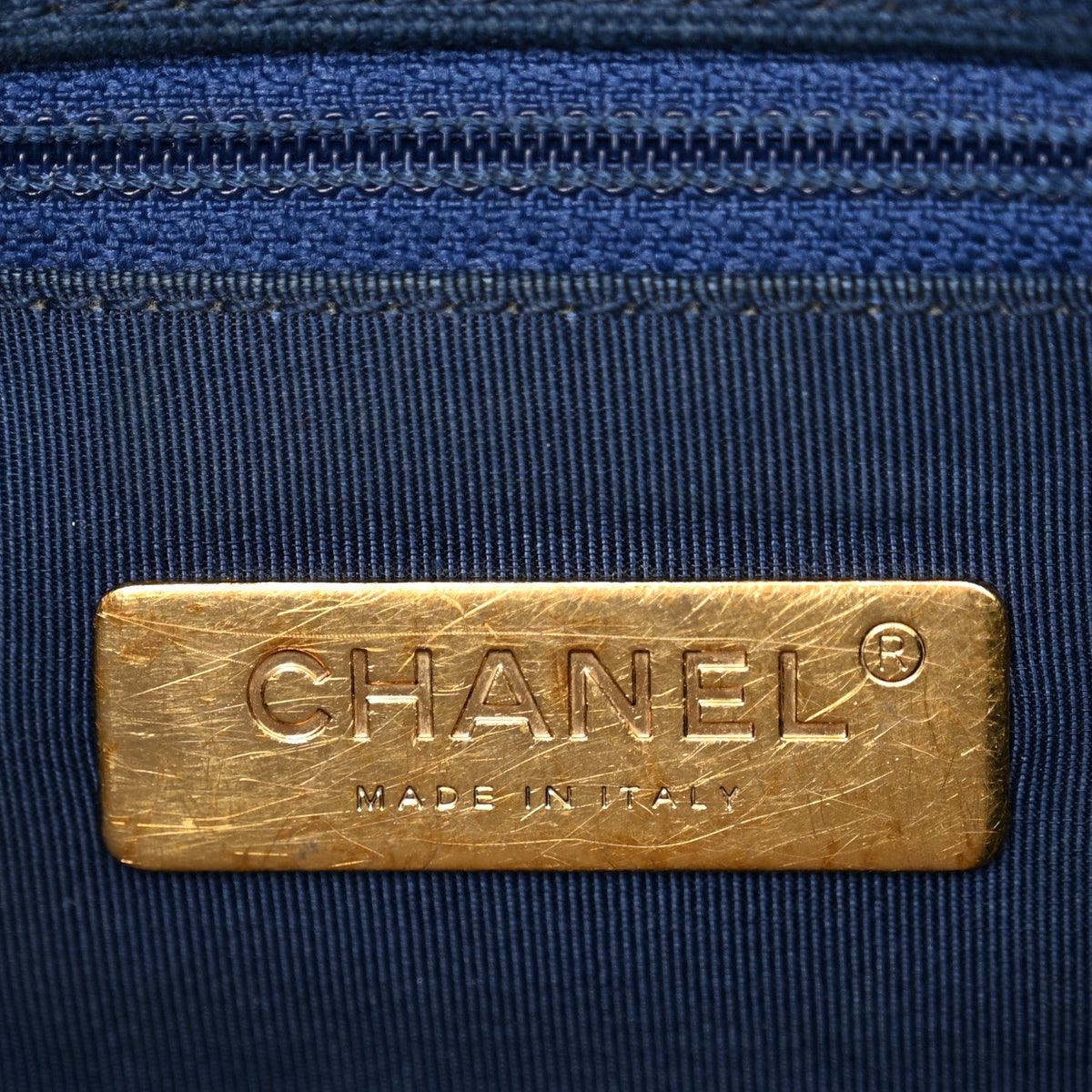 Cotton Canvas Quilted Medium Chanel 19 Flap Navy Blue
