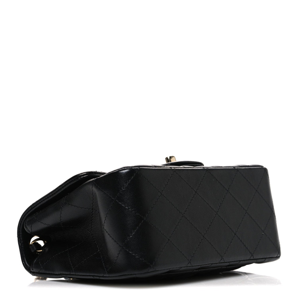 Lambskin Quilted Mini Square Flap Black