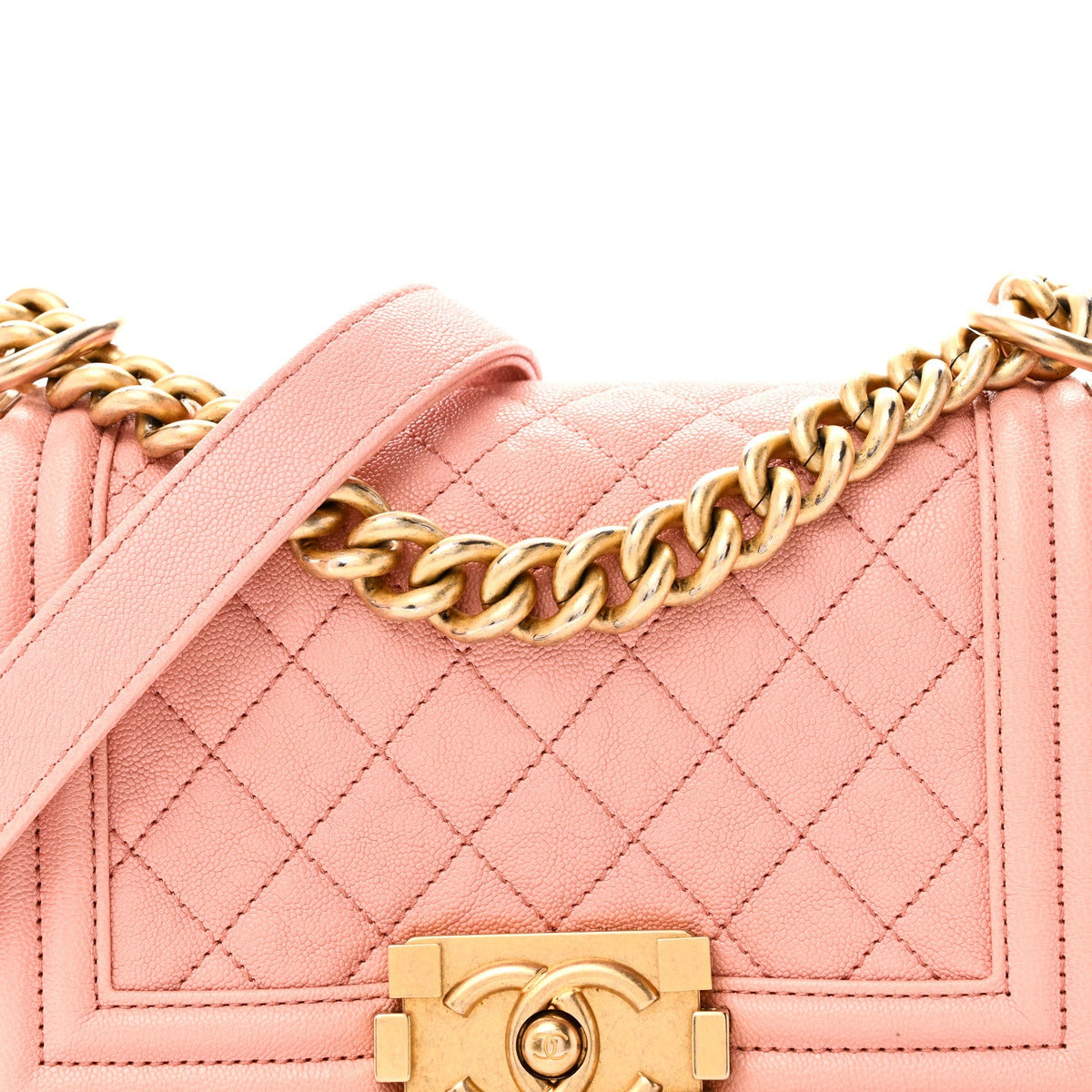 Caviar Quilted Small Boy Flap Pink