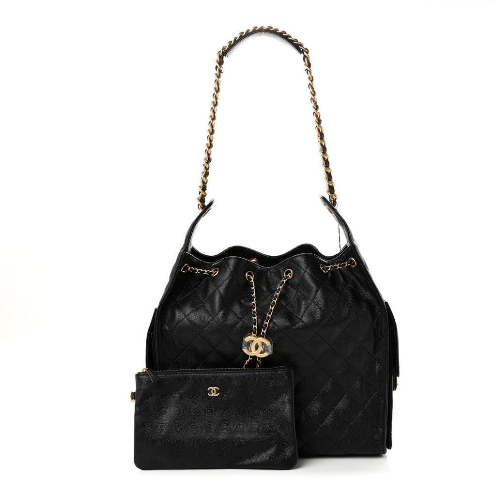 Caviar Quilted Medium Chanel 25 Handbag Black
