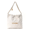 Shiny Calfskin Quilted Small Chanel 22 White