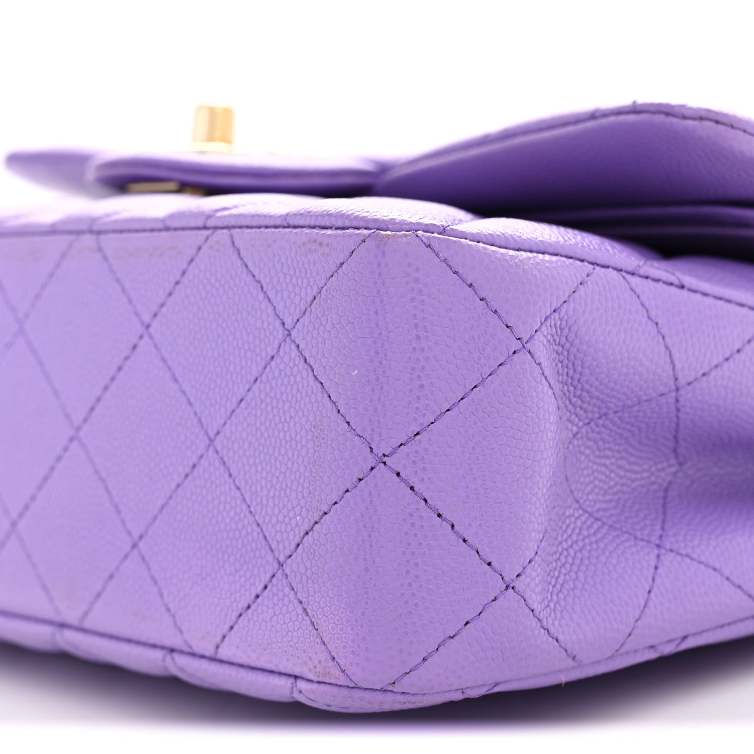 Caviar Quilted Small Double Flap Purple