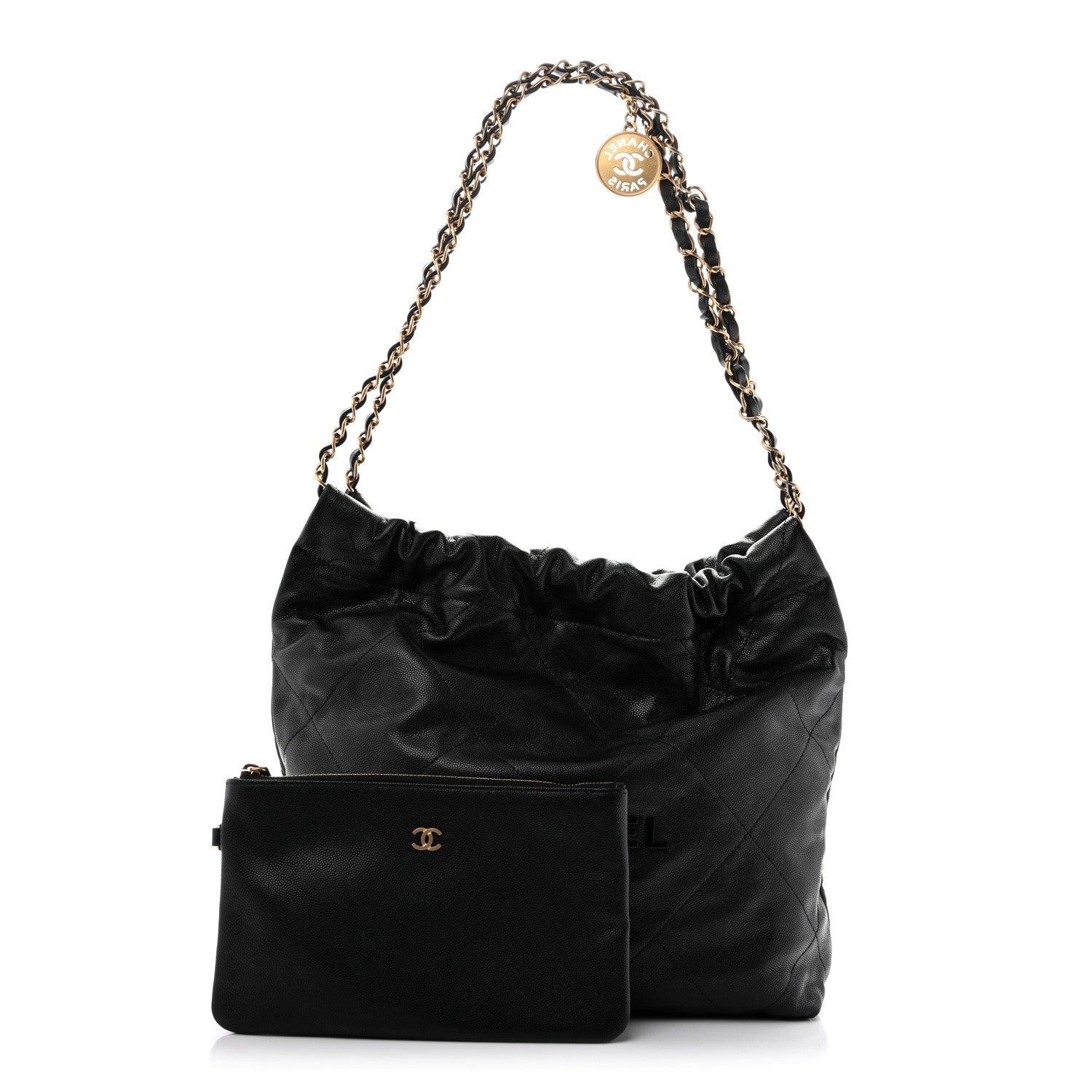 Shiny Caviar Quilted Monochrome Small Chanel 22 Black