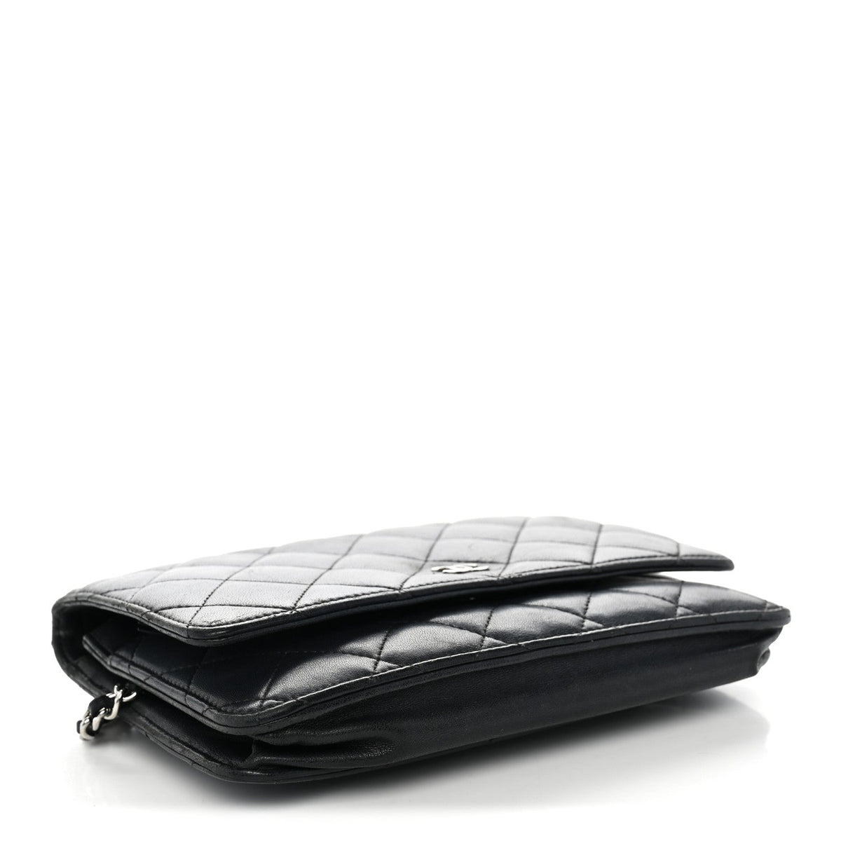 Lambskin Quilted Wallet On Chain WOC Black