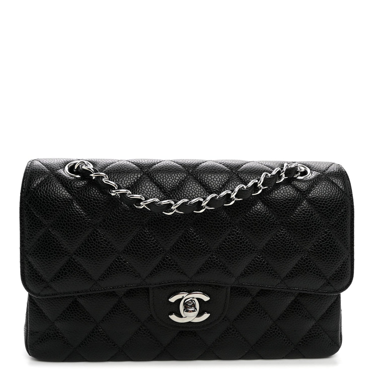 Caviar Quilted Small Double Flap Black