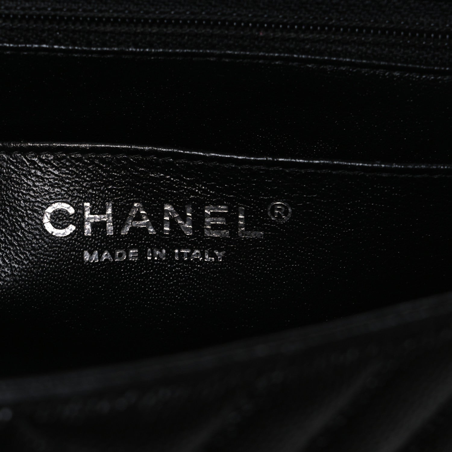 Caviar Chevron Quilted Mini Square Flap Black