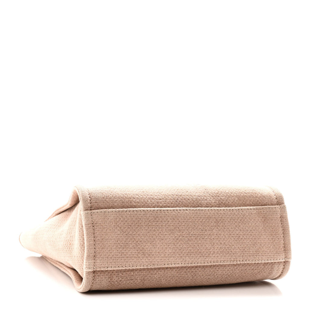 Mixed Fibers Calfskin Mini Deauville Tote Beige