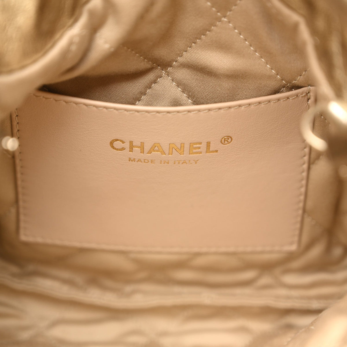 Metallic Calfskin Quilted Mini Chanel 22 Golden