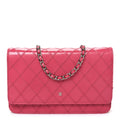 Lambskin Diamond Stitched Wallet On Chain WOC Pink