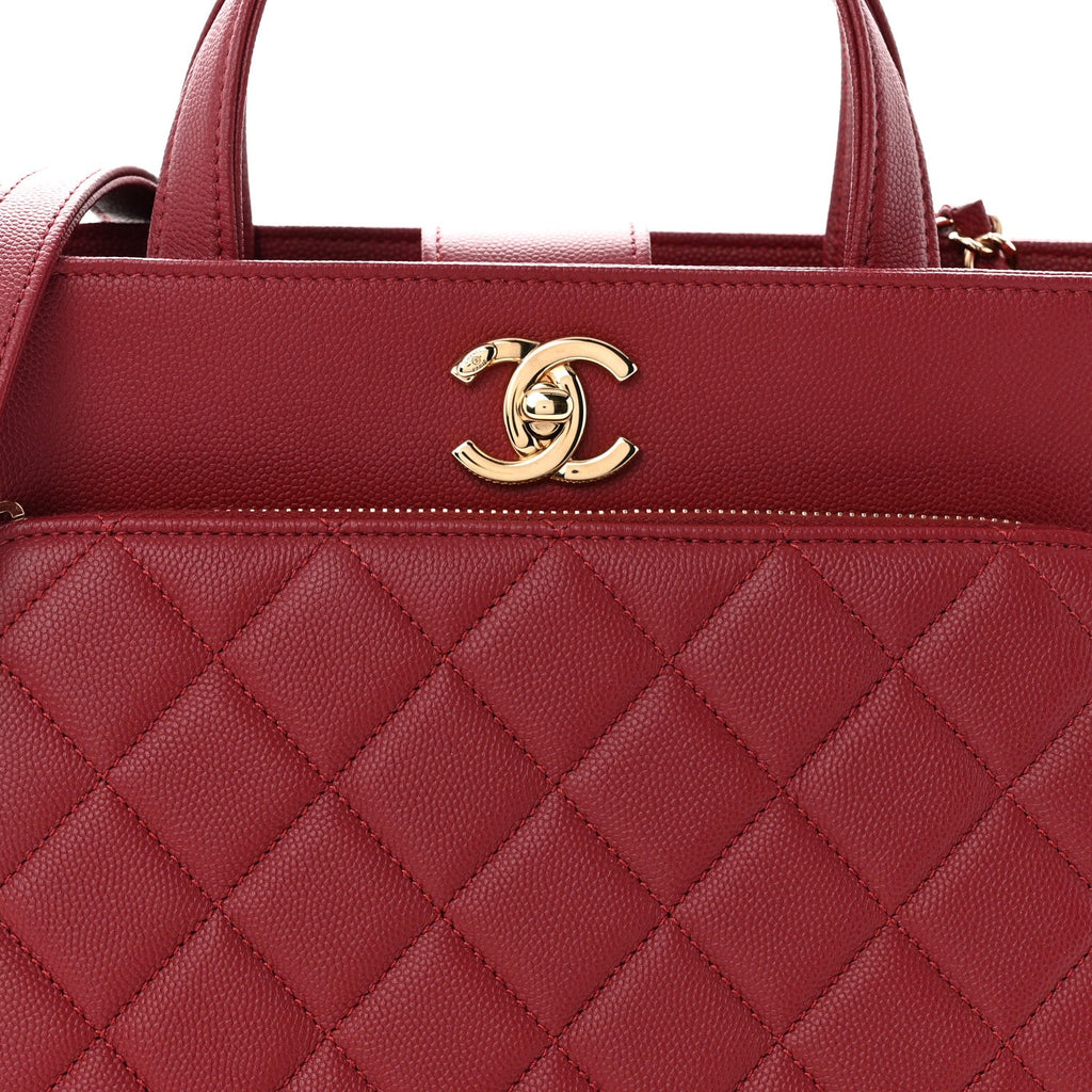 Caviar Quilted Small Business Affinity Shopping Bag Dark Red