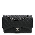 Caviar Quilted Jumbo Double Flap Black