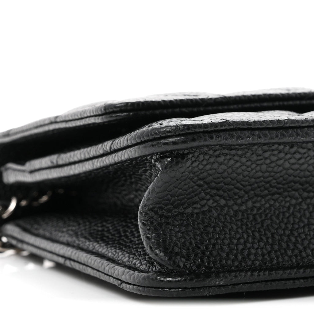 Caviar Quilted Wallet on Chain WOC Black