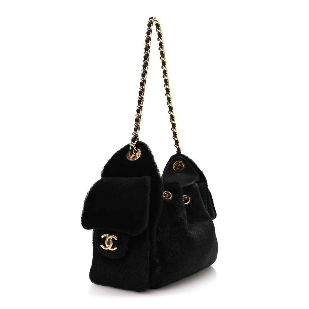 Pony Hair Mini Chanel 25 Handbag Black