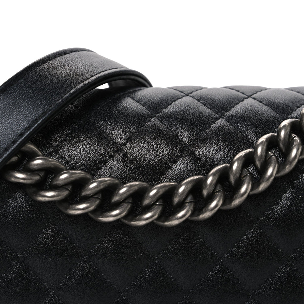 Lambskin Quilted New Medium Boy Flap Black