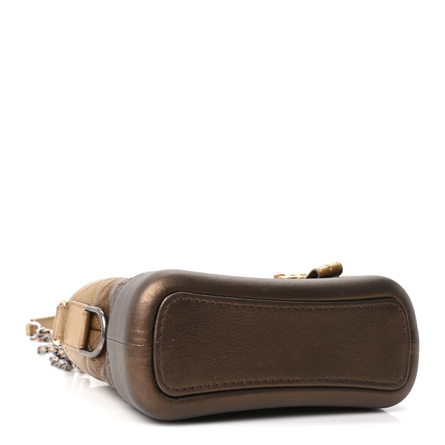 Metallic Goatskin Quilted Small Gabrielle Hobo Gold Bronze