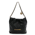 Shiny Calfskin Quilted Small Chanel 22 Black