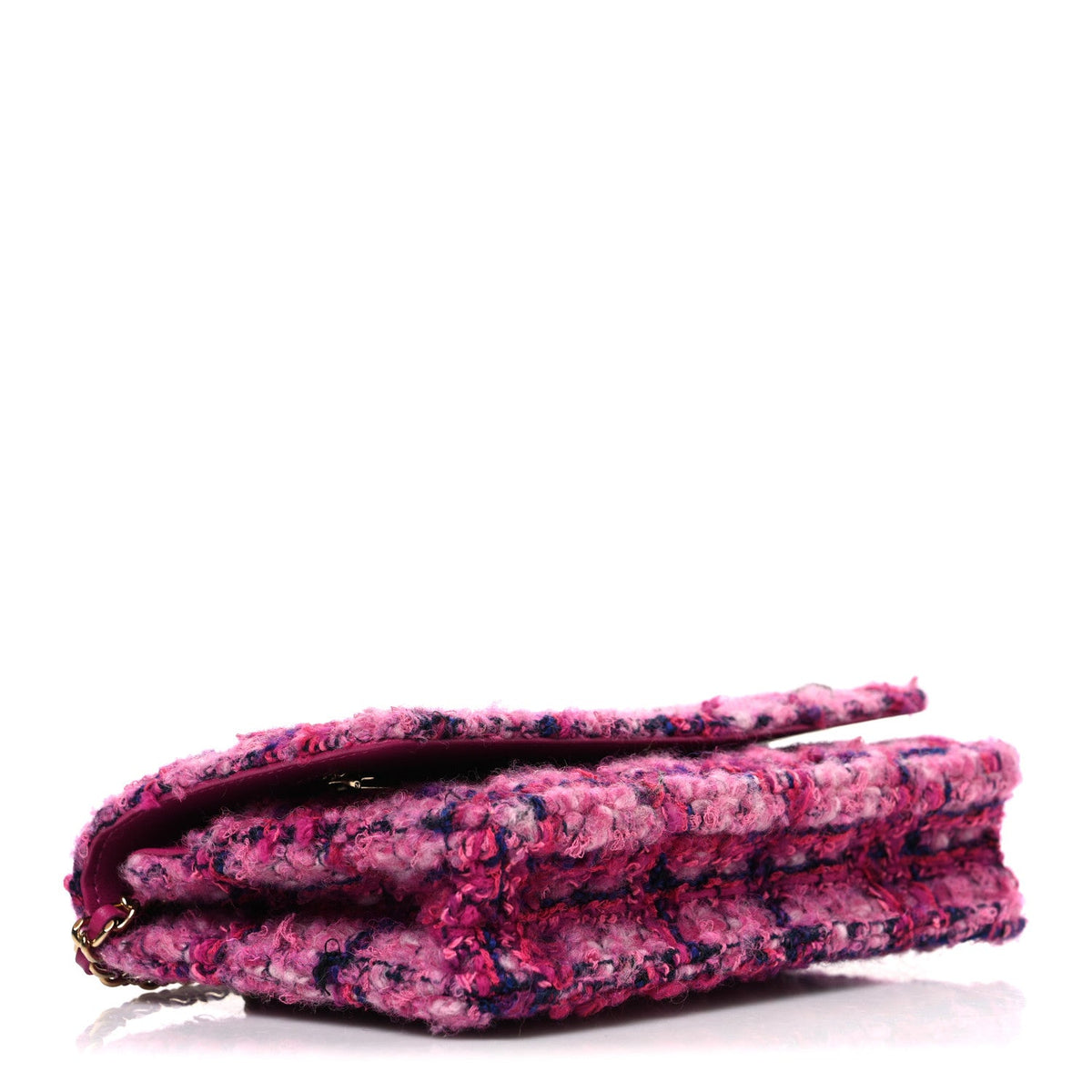 Tweed Quilted Wallet On Chain WOC Fuchsia Purple