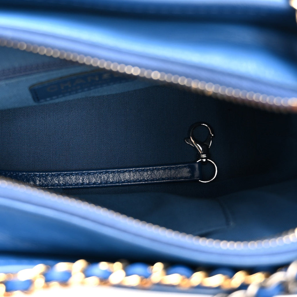 Aged Calfskin Quilted Small Gabrielle Hobo Blue