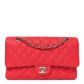Caviar Quilted Medium Double Flap Dark Pink