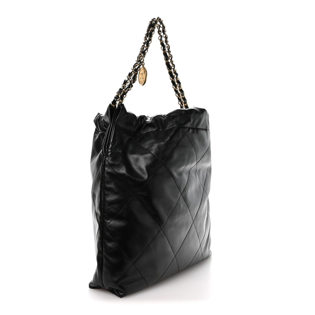 Shiny Calfskin Quilted Chanel 22 Black