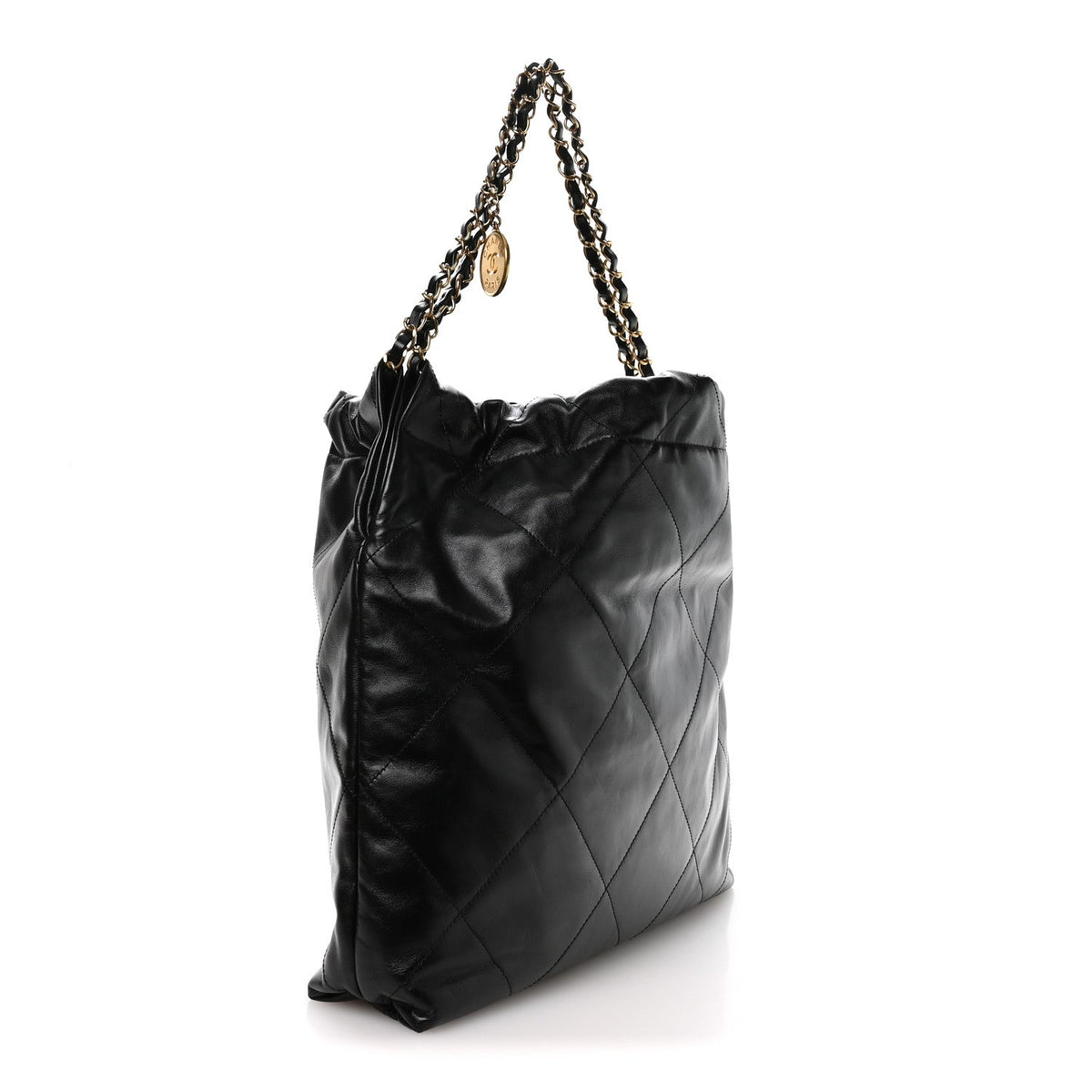 Shiny Calfskin Quilted Chanel 22 Black
