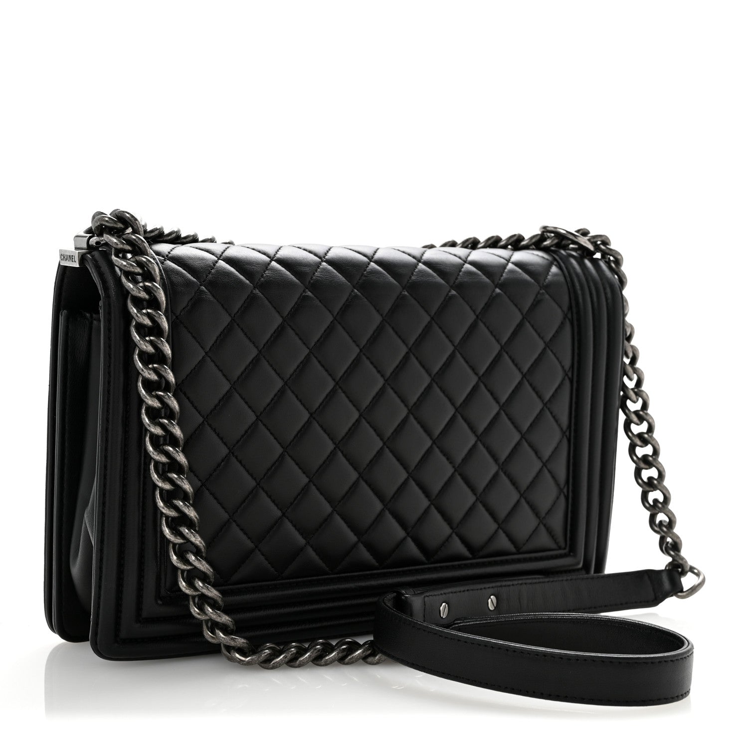 Lambskin Quilted New Medium Boy Flap Black